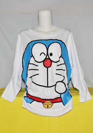 Kaos Gambar Kartun Doraemon Putih | 0857.464.83.556