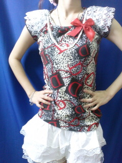 Top dior with Pearl ribbon Necklace Red 
